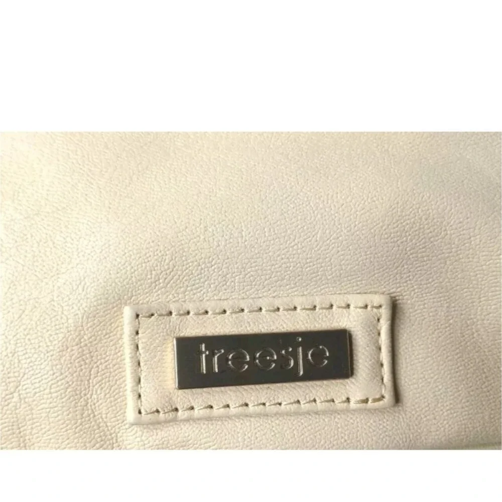 Treesje Leather Clutch Purse Large Evening Bag Yellow Tan
